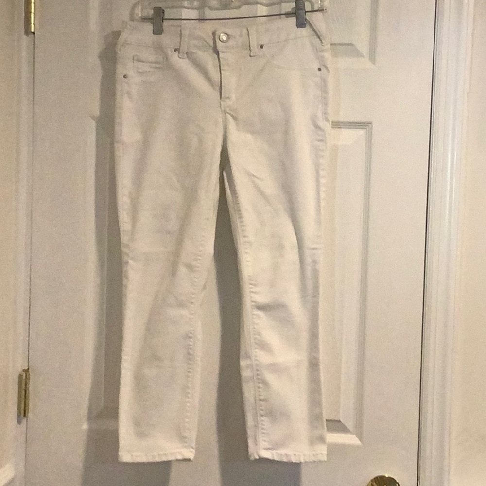 SOUND/STYLE Womens White Neutral Capsule Stretch Minimalist Summer Ankle Jeans 6